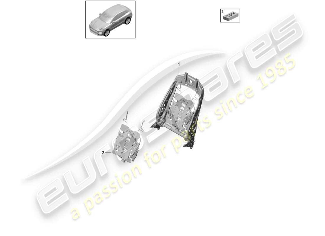 porsche 2023 (macan) rückenlehnenrahmen zubehör sonstiges sportsitz teilediagramm
