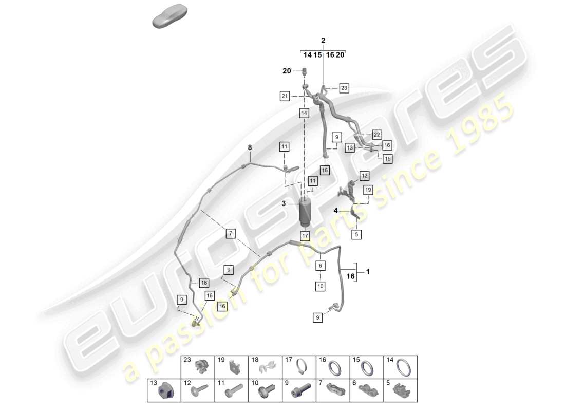 porsche 2026 (718 cayman gt4) klimaanlage lhd kältemittelleitung (expansionsventil > trockner) teilediagramm
