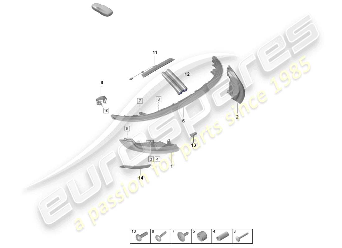 porsche 2021 (992-1 gt3/rs/st) rücklicht zusätzliches bremslicht kennzeichenlicht teilediagramm