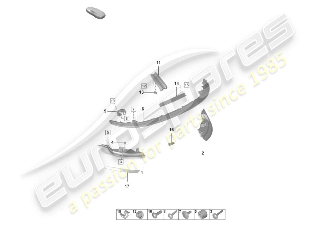 porsche 2023 (992-1) rücklicht zusätzliches bremslicht kennzeichenlicht teilediagramm