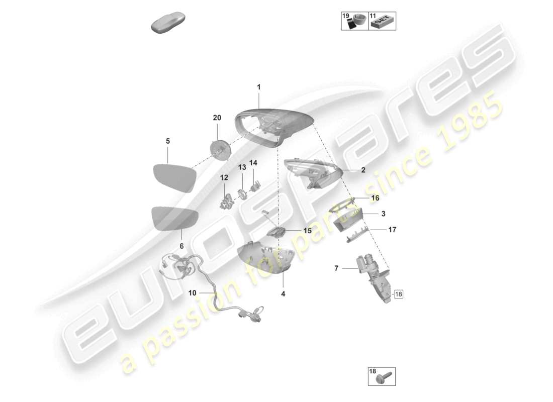 porsche 2024 (992-2 turbo / s) aussenspiegel ersatzteildiagramm