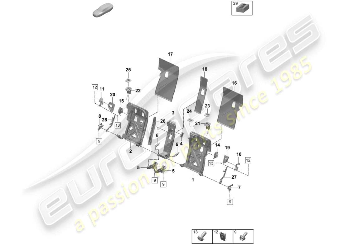 porsche 2026 (taycan 9j1-2) rückenlehnenrahmen komfortsitz teilediagramm