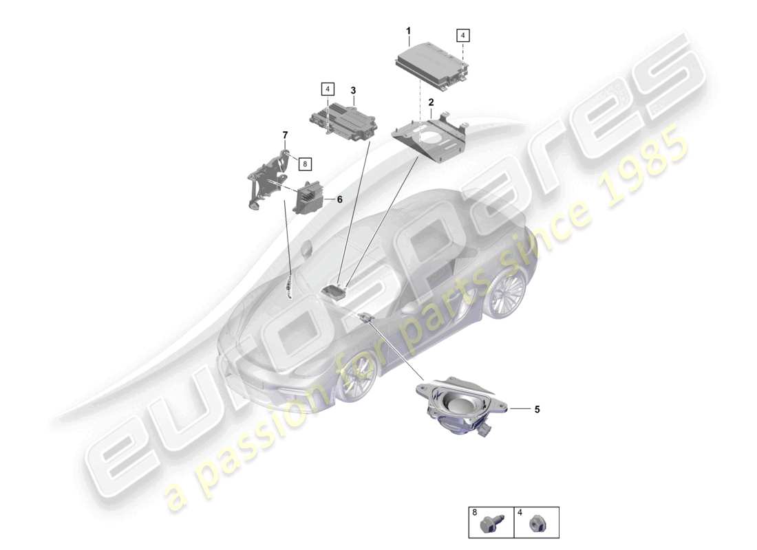 porsche 2021 (718 boxster spyder) verstärker-teilediagramm