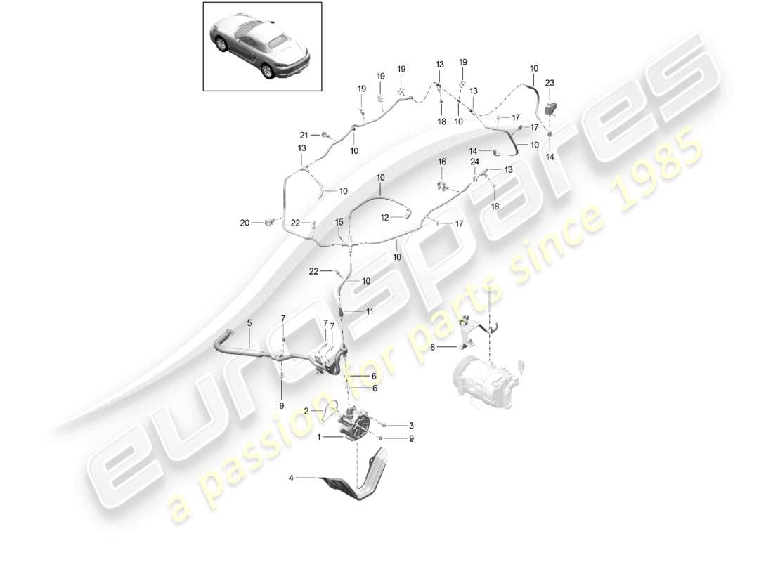 porsche 2022 (718 boxster) vakuumsystem motor vakuumpumpe teilediagramm