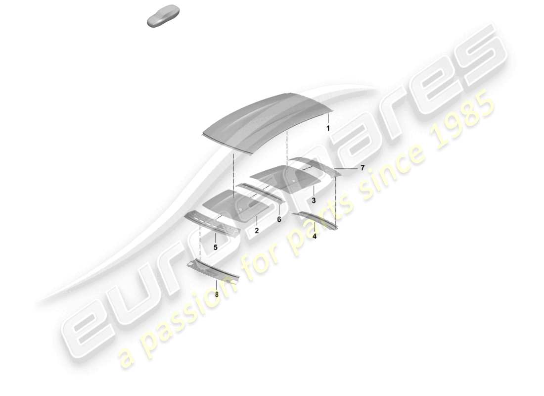 porsche 2025 (taycan 9j1-2) äußeres dachblech querträger teilediagramm