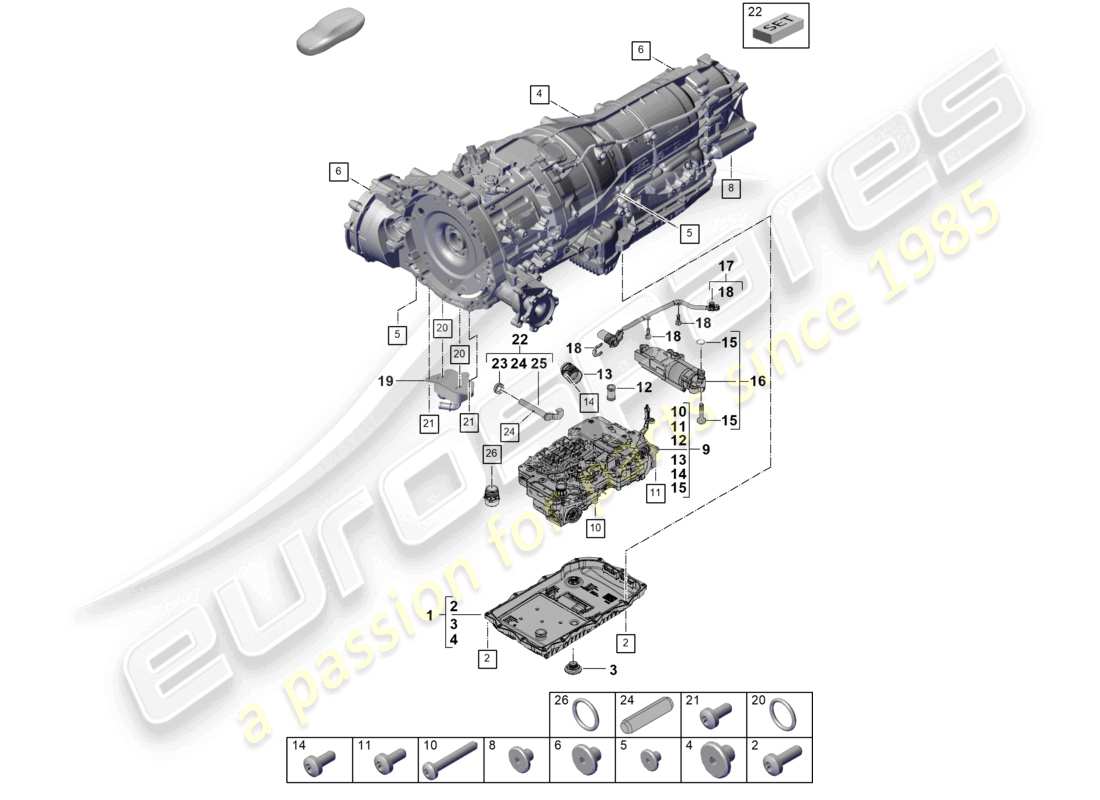 porsche 2025 (cayenne e3 pa) 8-speed automatikgetriebe für fahrzeuge mit hybridantrieb mechatronik mit software ölpumpe getriebeölkühler getriebeölwanne ersatzteilzeichnung