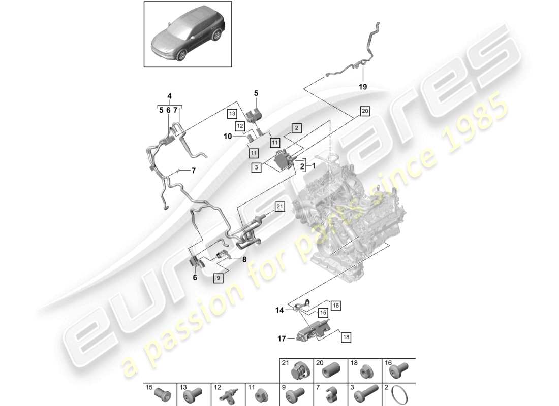 porsche 2023 (cayenne e3 9ya/9yb) vakuumsystem vakuumpumpe teilediagramm