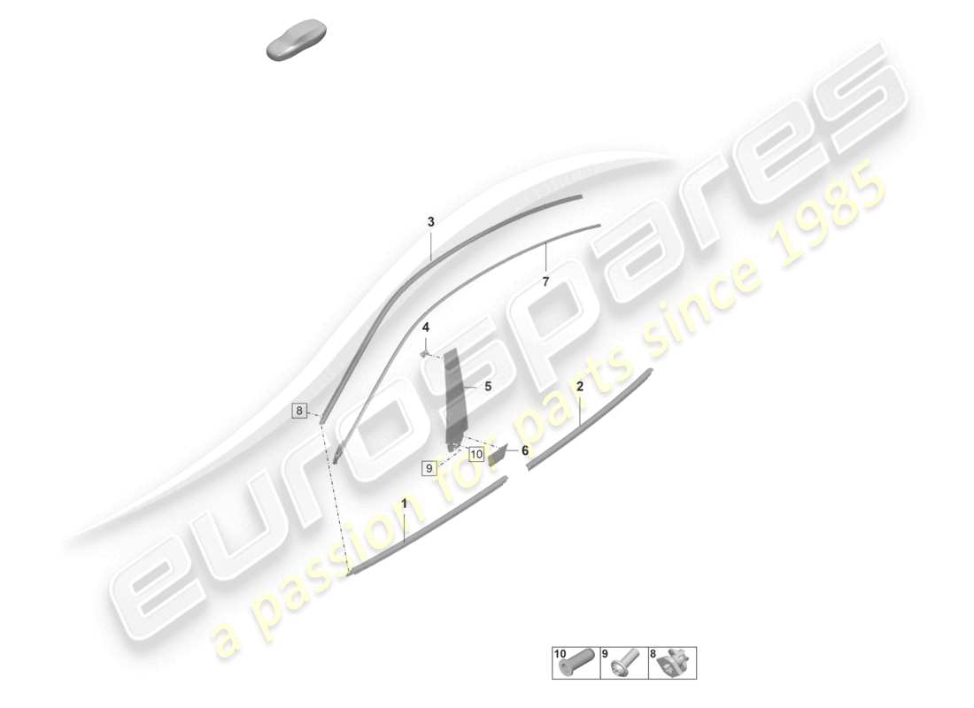 porsche 2021 (taycan 9j1-1) zierleiste für tür vorne und hinten ersatzteildiagramm