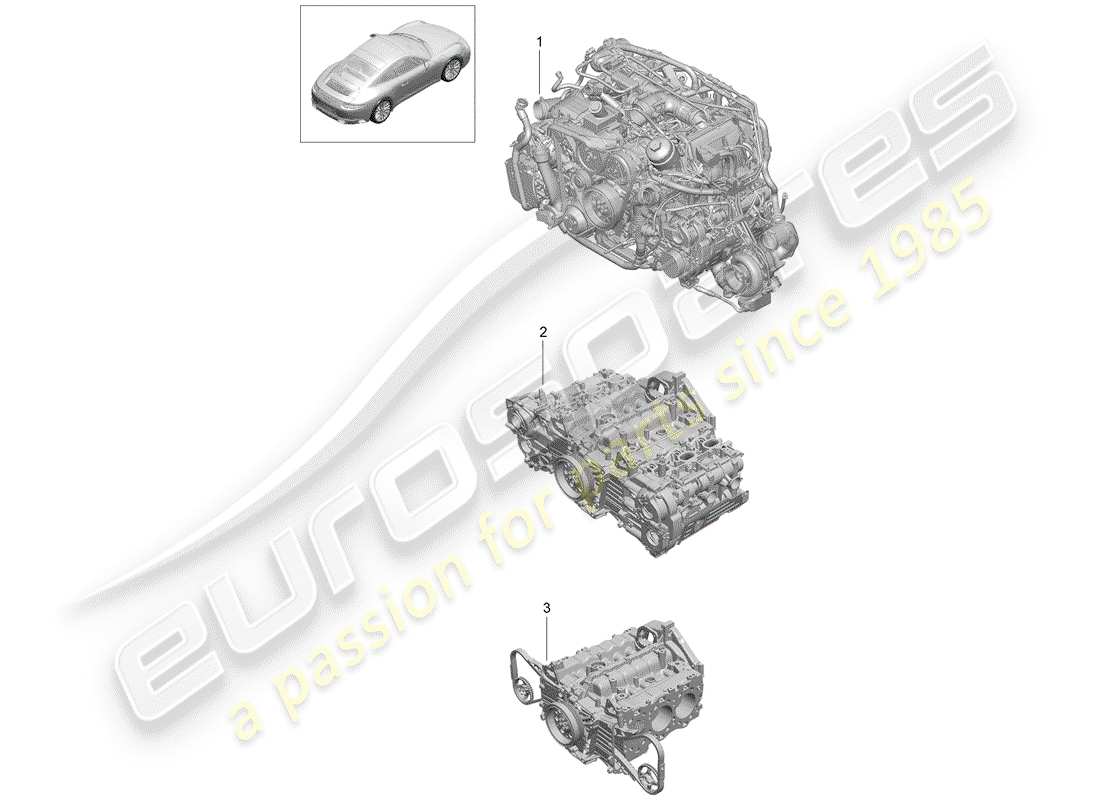porsche 2018 (991-2 turbo) ersatzteildiagramm für den motorersatz