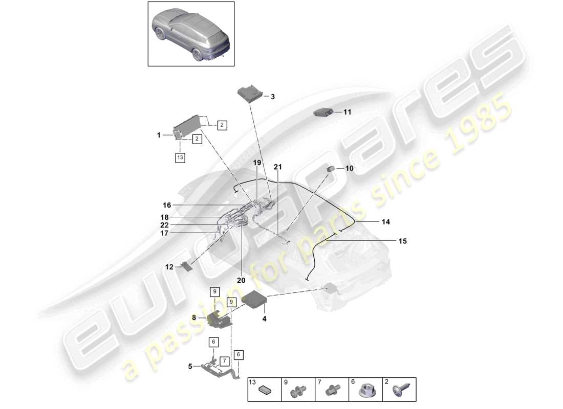 porsche 2022 (cayenne e3 9ya/9yb) anzeige zentralrechner d >>- 07.07.2019 teilediagramm