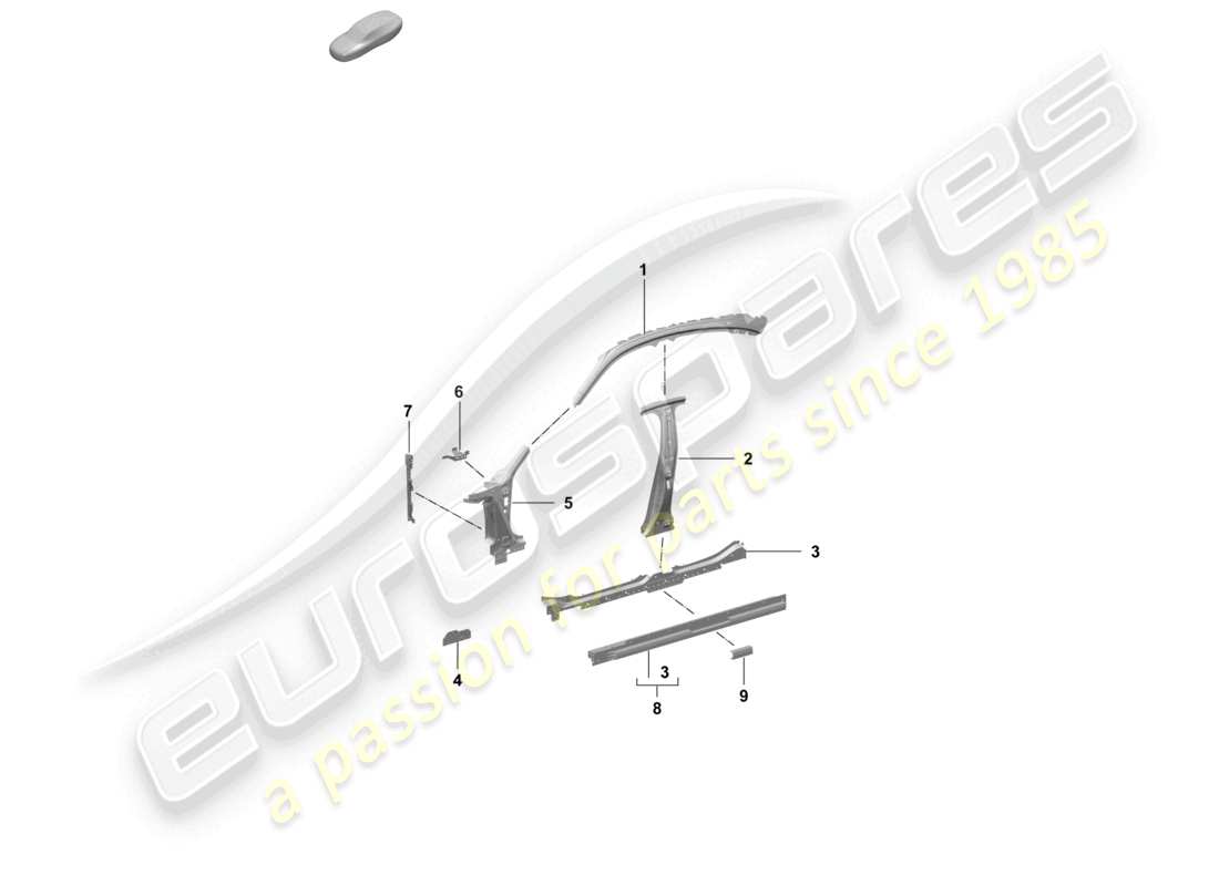 porsche 2026 (taycan 9j1-2) seitenteil, innen vorne, außen teilediagramm