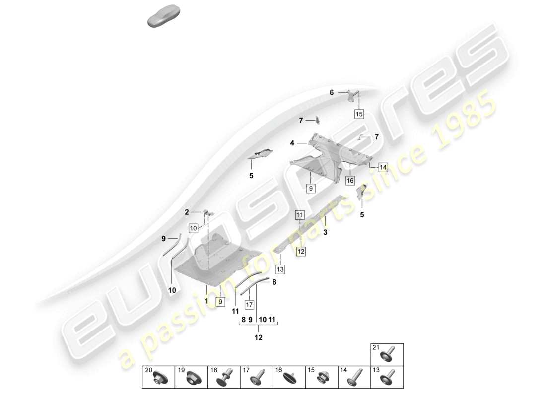 porsche 2026 (taycan 9j1-2) unterbodenverkleidung luftführung zubehör teilediagramm