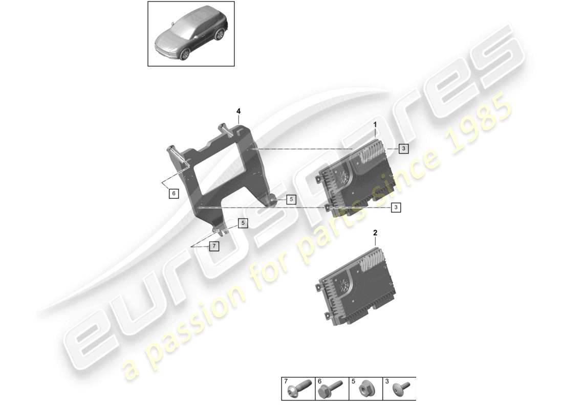 porsche 2023 (cayenne e3 9ya/9yb) verstärker-teilediagramm