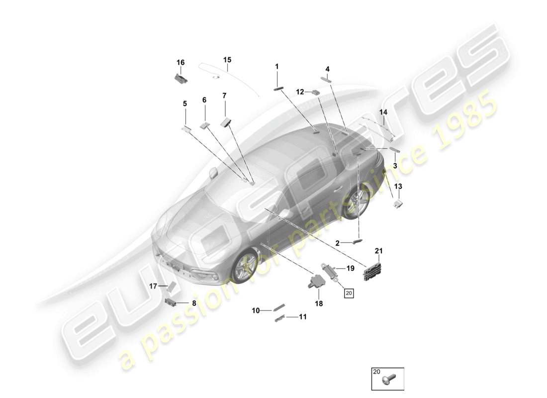 porsche 2021 (panamera 971-1) antennenverstärker antennenanschlussleitung datenanschlussleitung teilediagramm