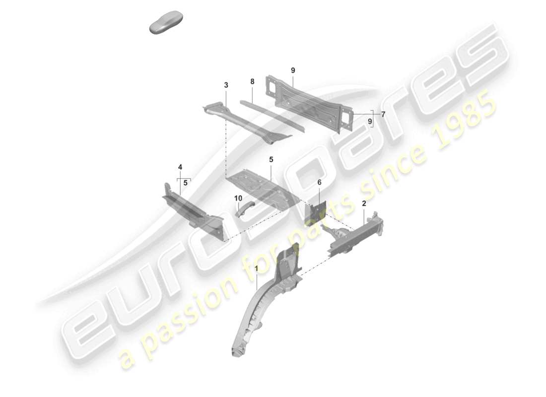 porsche 2022 (taycan 9j1-1) heckpartie längsträger einzelteile teilebild