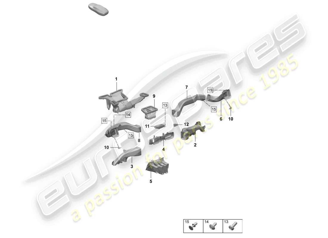 porsche 2025 (macan-e) luftführung armaturenbrett mittelkonsole teilediagramm