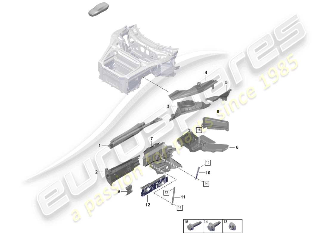 porsche 2026 (992-2 gt3) vorderbau längsträger federbeinbefestigung teilediagramm
