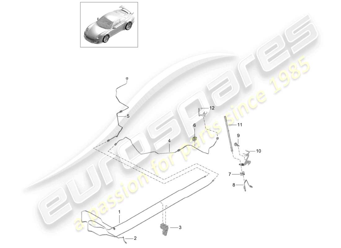 porsche 2021 (991-2 r/gt3/rs) bremsleitung mitte unterboden hinten d - mj 2018>> ersatzteildiagramm