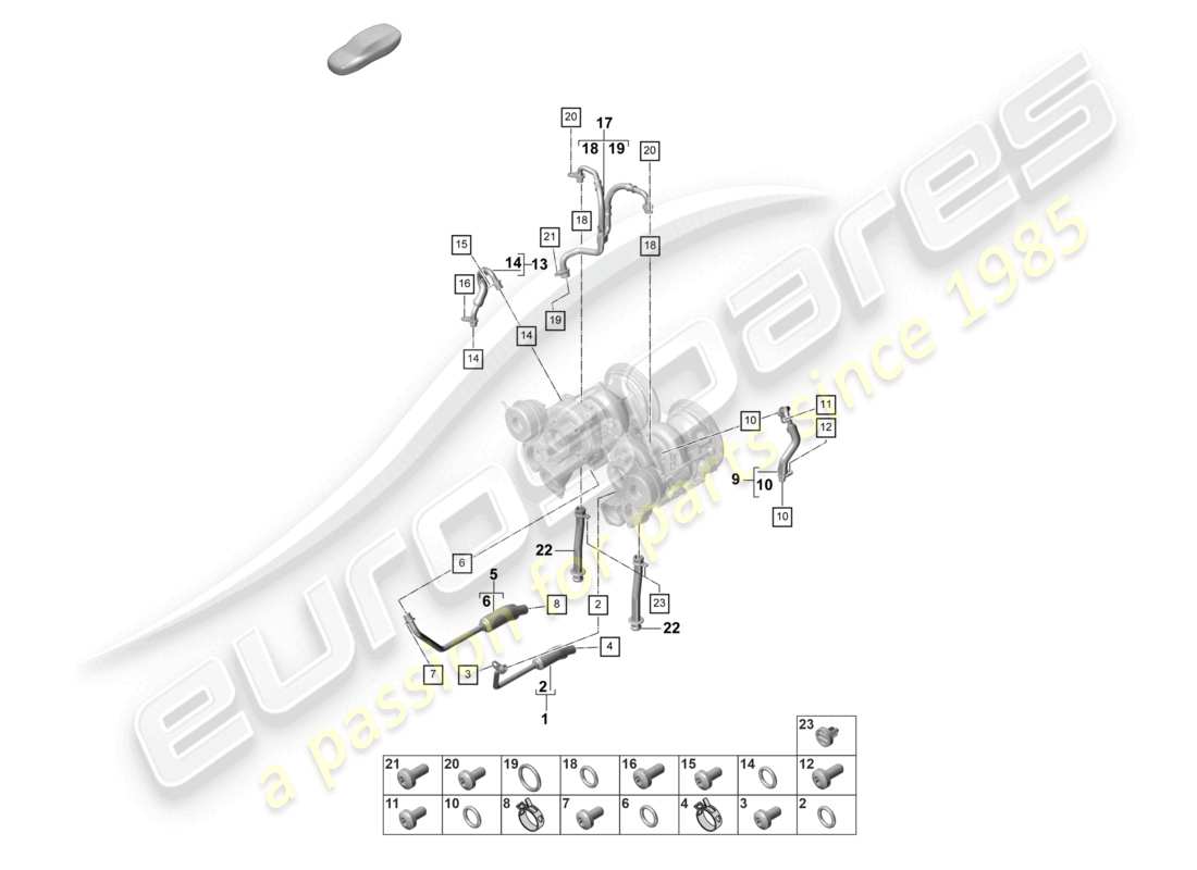 porsche 2023 (panamera 971-2) kühlmittelkühlung für turbolader öldruckleitung für abgasturbolader teilediagramm