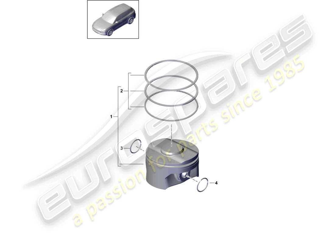 porsche 2024 (cayenne e3 9ya/9yb) kolben komplett kolbenring achtung: kein mischverbau verschiedener hersteller zulässig. beim austausch einzelner teile nur den aktuell verbauten hersteller verwenden. ein herstellerwechsel ist beim austausch aller verbauten teile möglich. teilebild