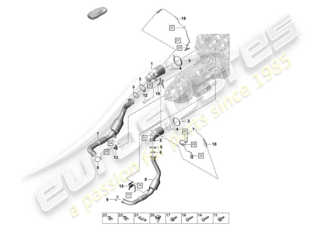 porsche 2022 (panamera 971-2) abgasanlage katalysator lambdasonde teilediagramm