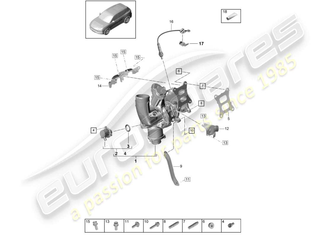 porsche 2022 (cayenne e3 9ya/9yb) abgasturbolader lambdasonde teilediagramm