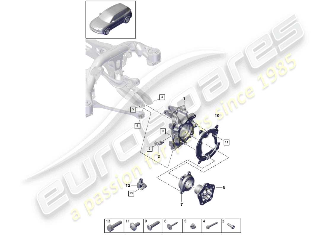 porsche 2024 (cayenne e3 9ya/9yb) radträger radnabe teilediagramm