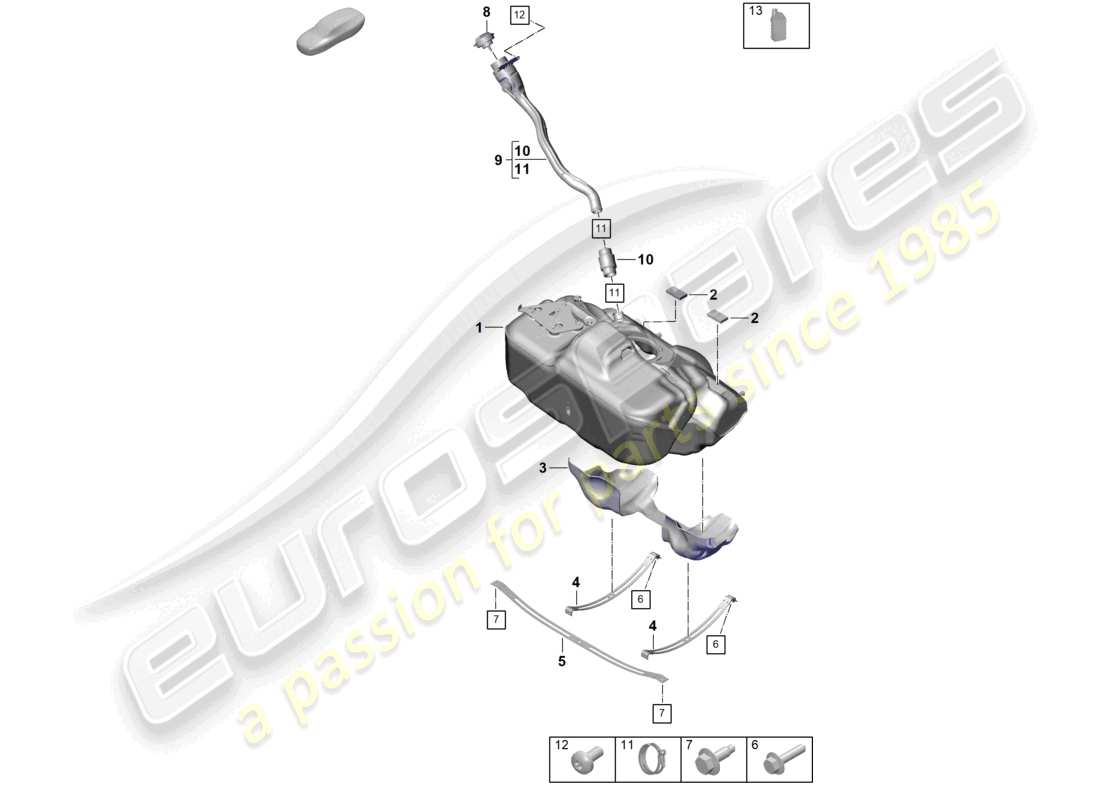 porsche 2025 (992-2 gt3) kraftstofftank additiv teilediagramm