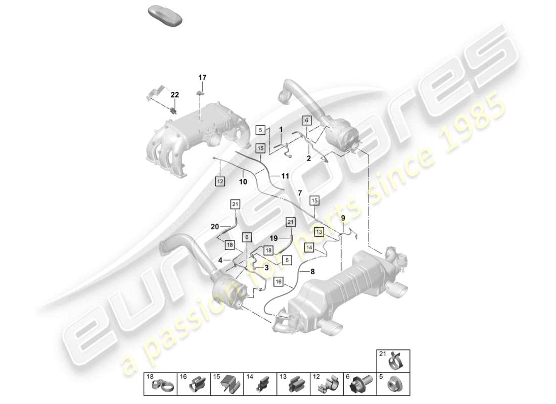porsche 2021 (718 cayman gt4) ottopartikelfilter abgasklappensteuergerät teilediagramm