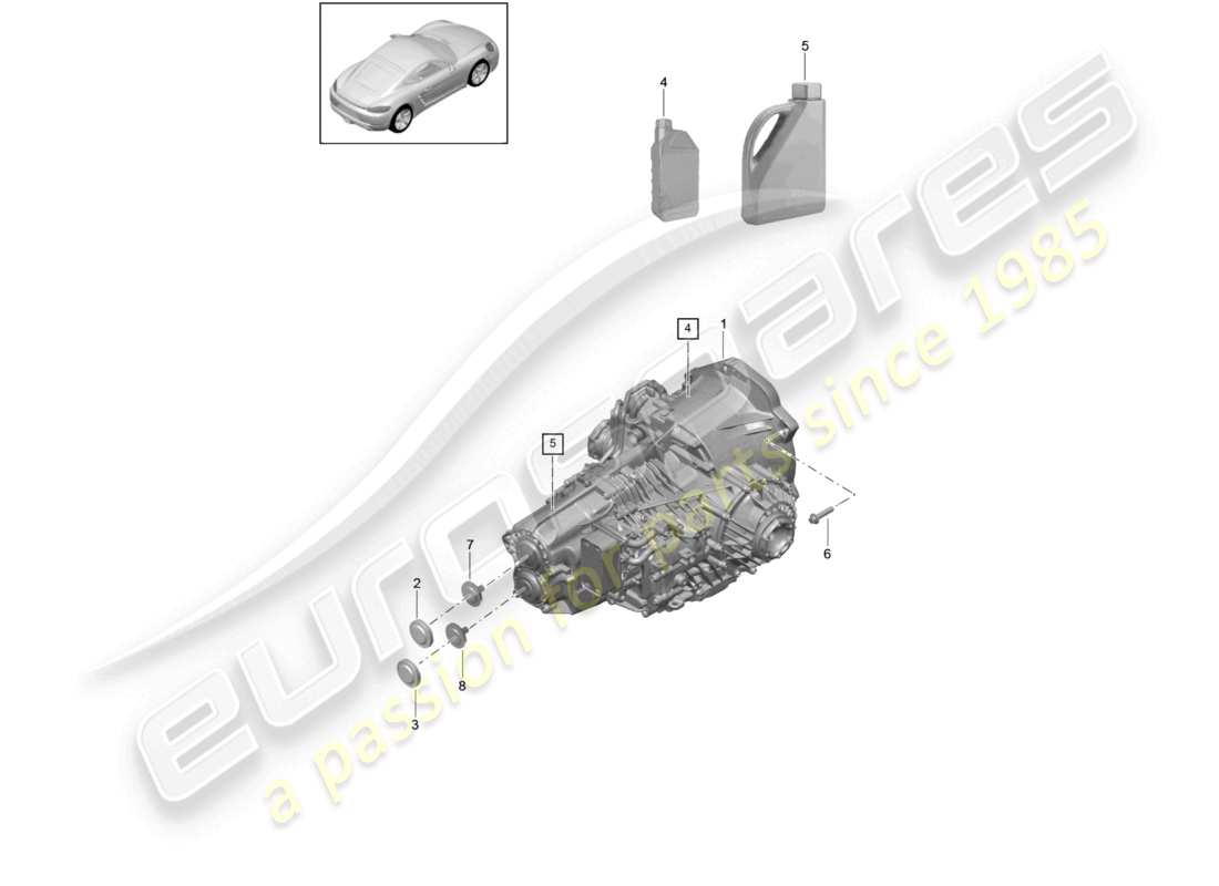 porsche 2022 (718 cayman) - pdk - getriebe teilediagramm