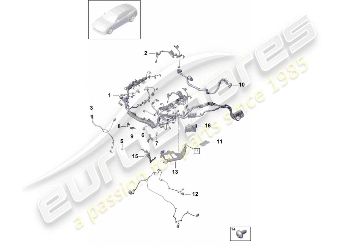 porsche 2021 (panamera 971-1) kabelbäume motorteildiagramm