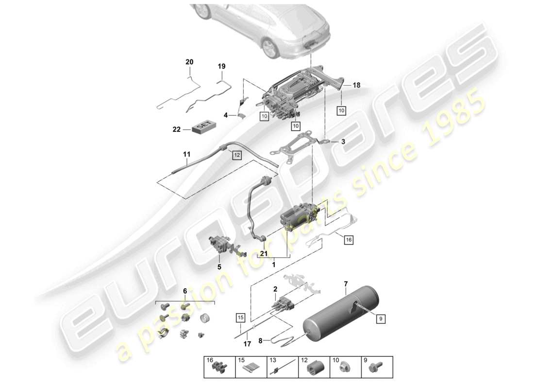 porsche 2021 (panamera 971-1) kompressor druckspeicher teilediagramm