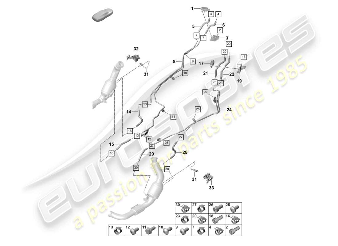 porsche 2022 (panamera 971-2) abgasanlage abgasnachbehandlungssystem sensoren für fahrzeuge mit ottopartikelfilter teilediagramm