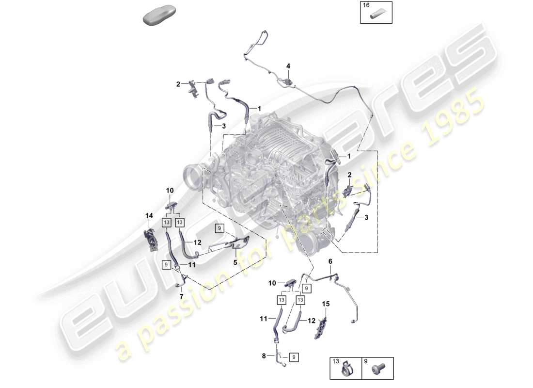 porsche 2026 (992-2 gt3) katalysator benzinpartikelfilter befestigungen und sensoren teilediagramm
