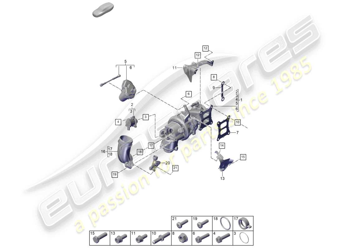 porsche 2025 (cayenne e3 pa) abgasturbolader teilediagramm