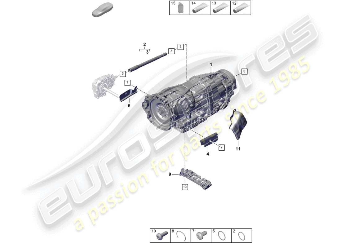 porsche 2024 (panamera 976) 8-speed doppelkupplungsgetriebe - pdk - für fahrzeuge mit hybridantrieb ersatzteildiagramm