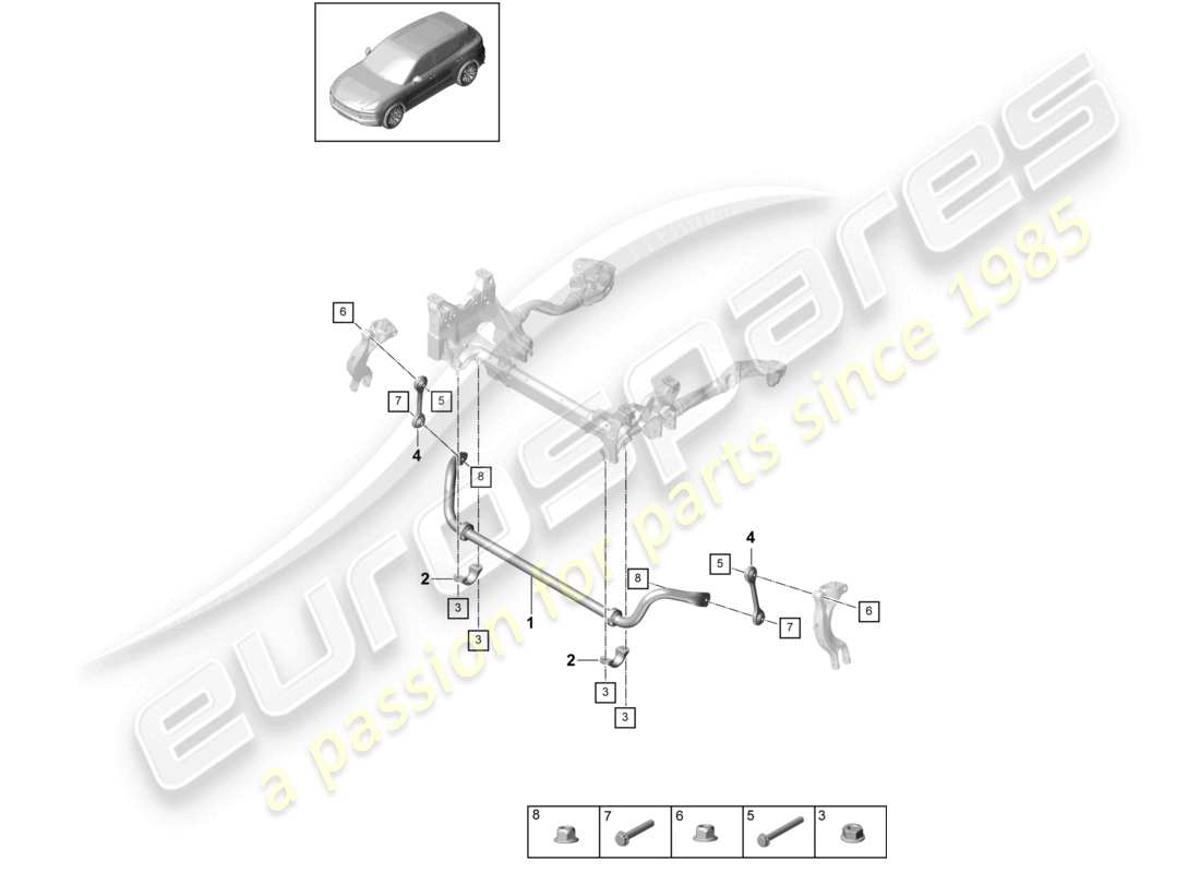 porsche 2024 (cayenne e3 9ya/9yb) stabilisator teilediagramm