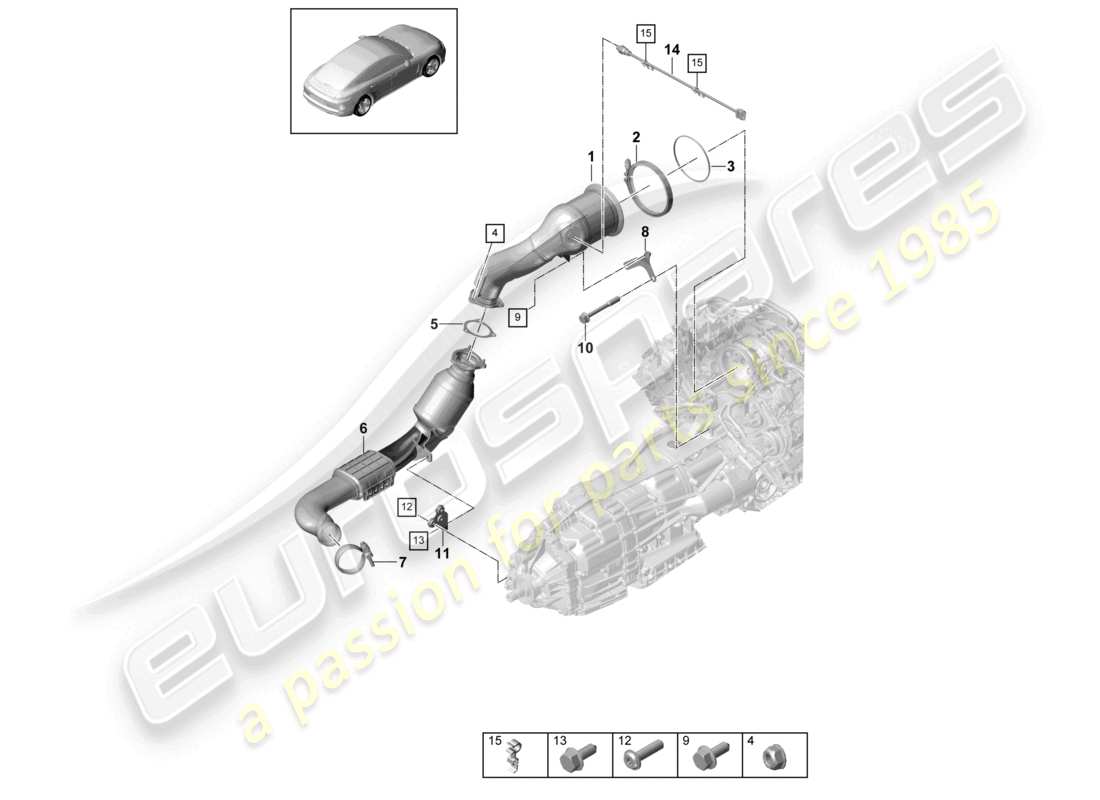 porsche 2021 (panamera 971-1) abgassystem katalysator teilediagramm