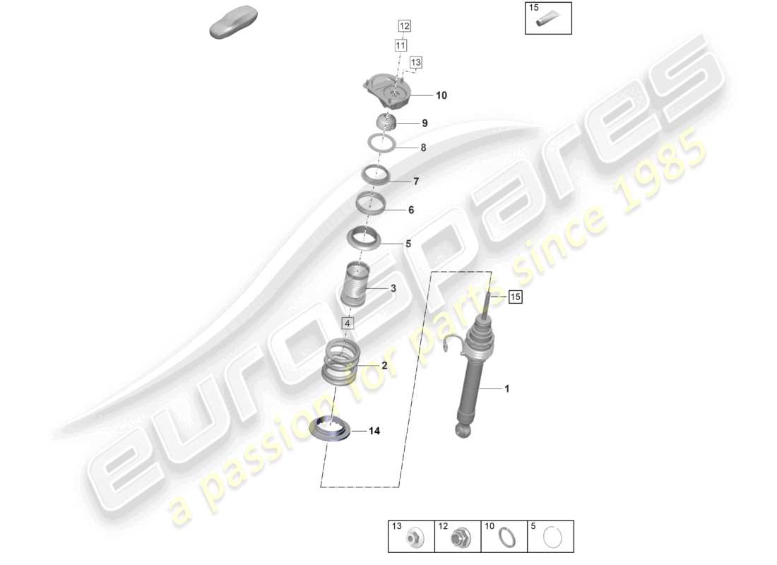 porsche 2021 (992-1 gt3/rs/st) aufhängung stoßdämpfer teilediagramm