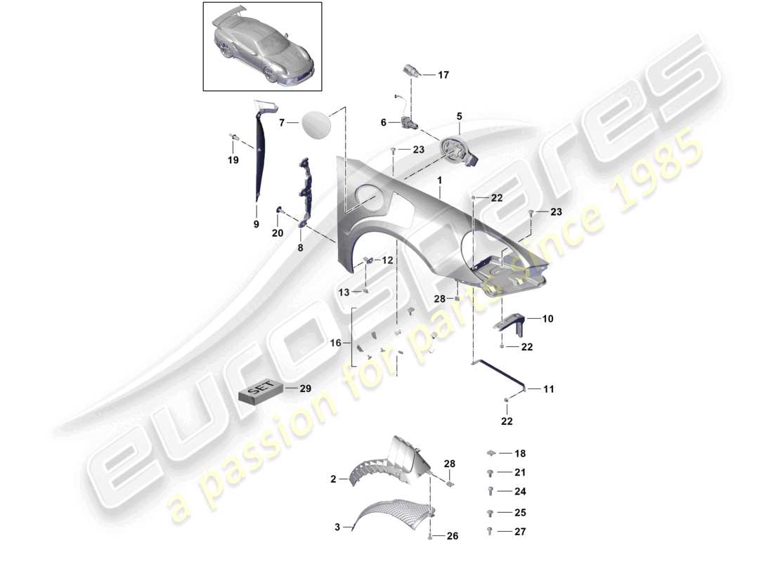 porsche 2021 (991-2 r/gt3/rs) flügel 2nd generation d - mj 2018>> teilediagramm