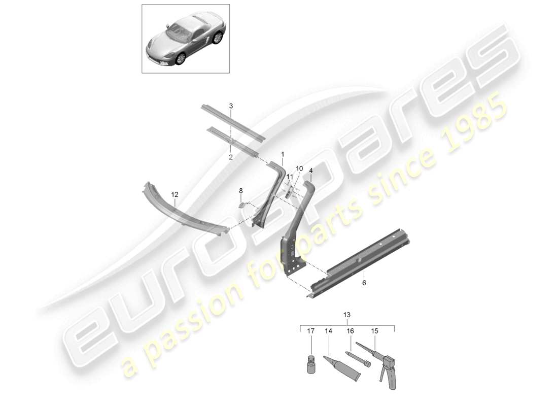 porsche 2022 (718 boxster) scuttle-teilediagramm