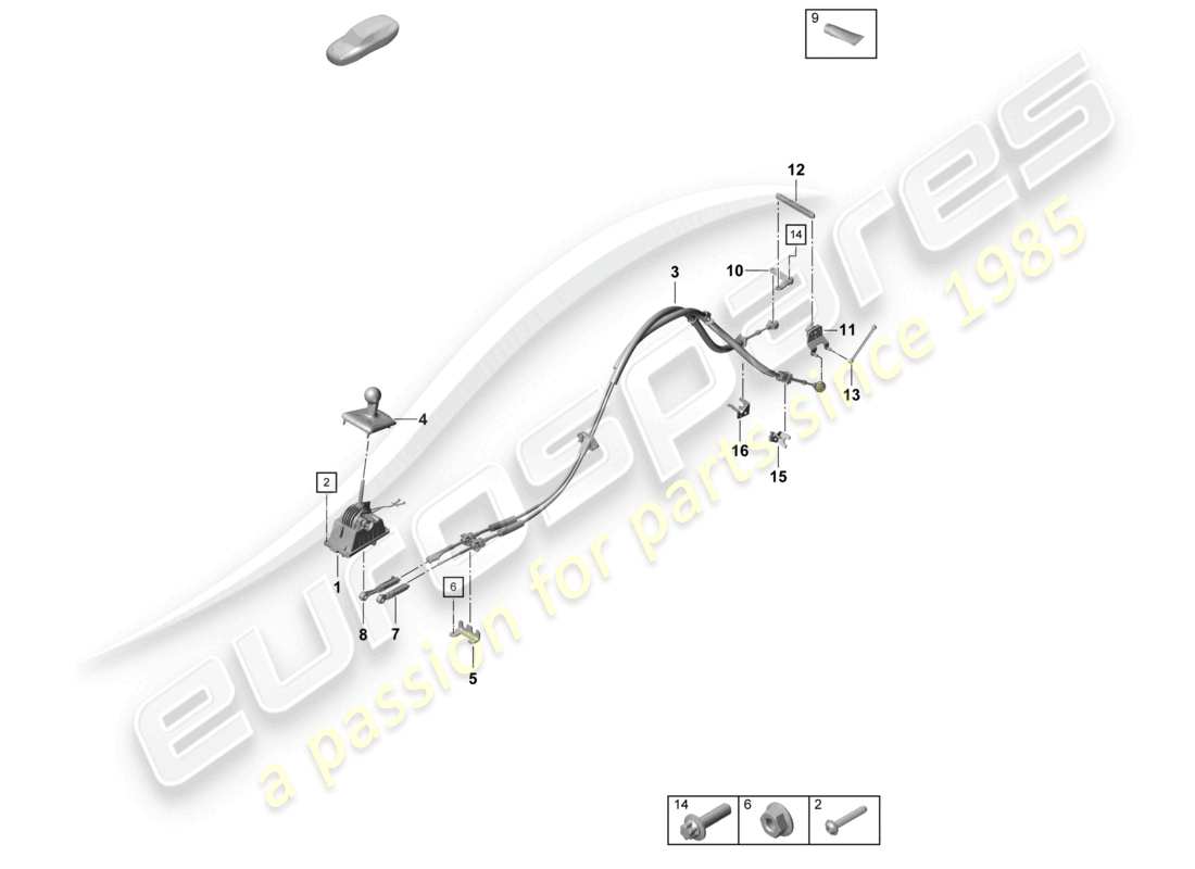 porsche 2023 (718 cayman gt4) schaltmechanismus schaltgetriebe teilediagramm