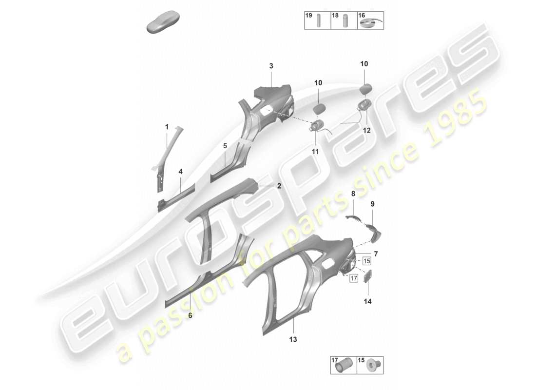 porsche 2024 (panamera 971-2) seitenteil außen teilediagramm
