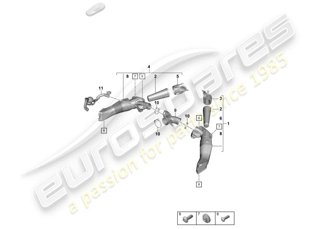 porsche 2021 (718 cayman gt4) luftfilter teilediagramm