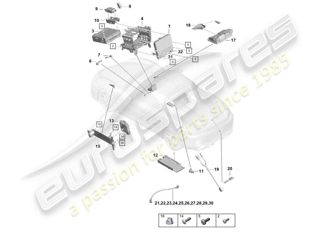 porsche 2022 (718 boxster spyder) bedienfeld navigationssystem zentralcomputer tv-mikrofon kamera teilediagramm