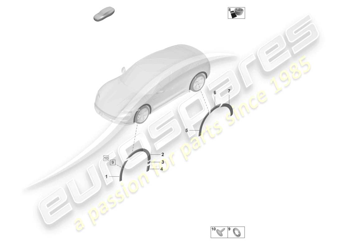 porsche 2020 (taycan 9j1-1) radkastenverkleidung verkleidung teilediagramm