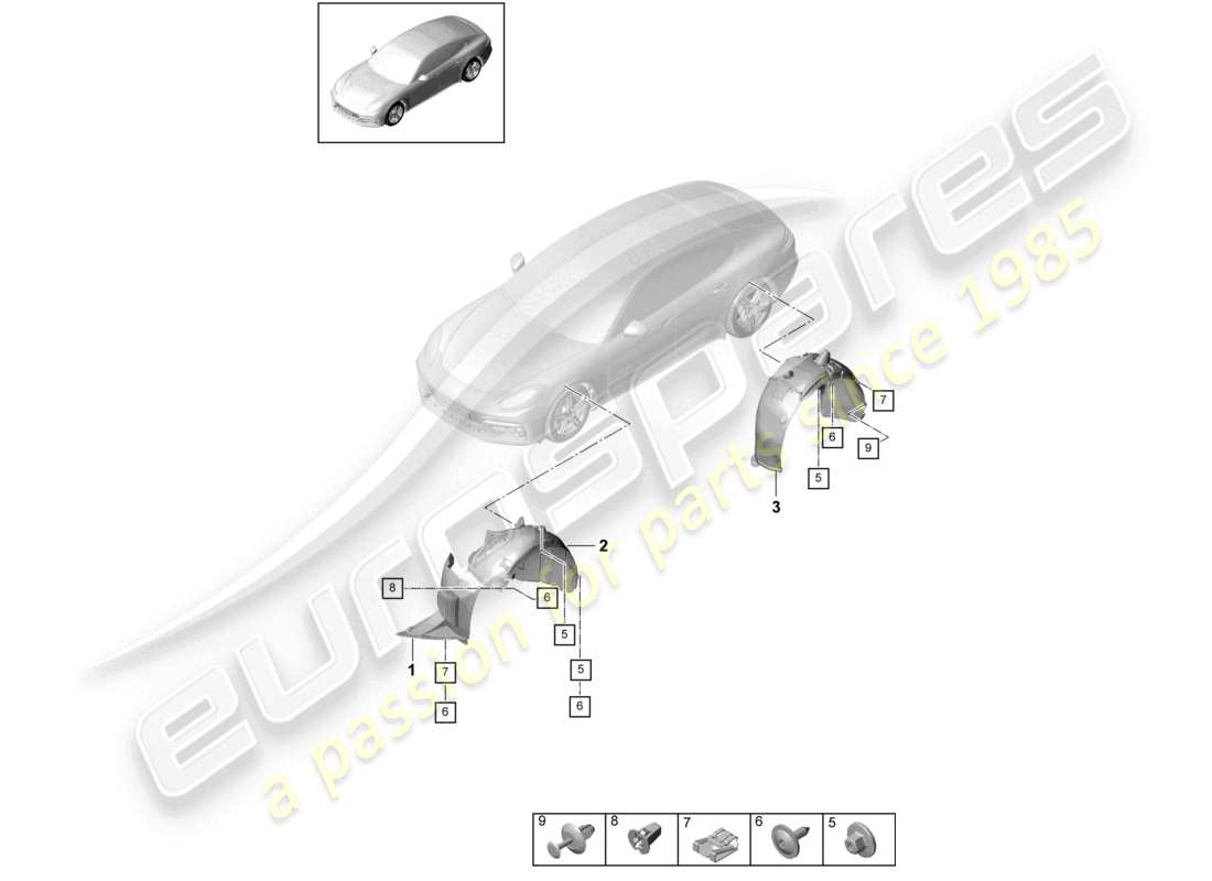 porsche 2021 (panamera 971-1) zierleiste radhausschale teilediagramm