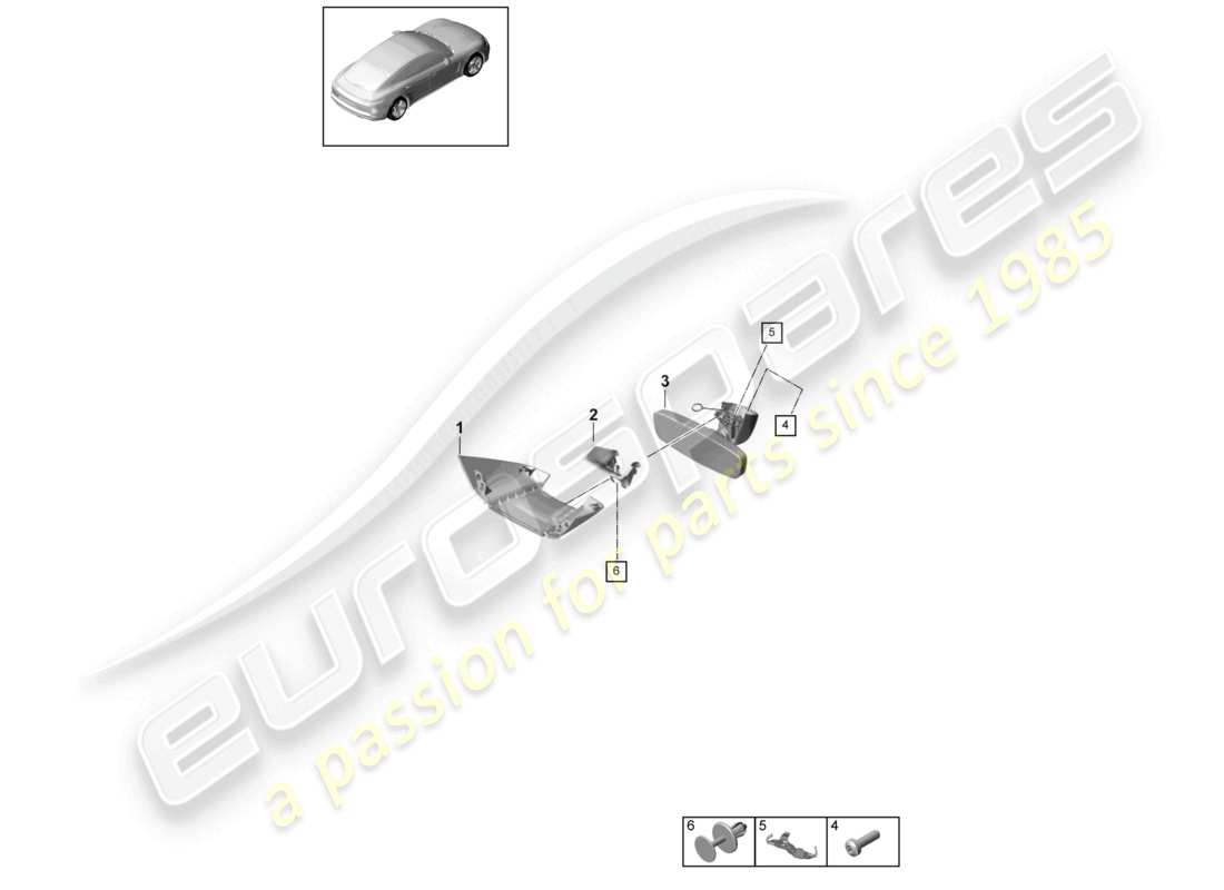 porsche 2021 (panamera 971-1) innenspiegel zubehör teilediagramm