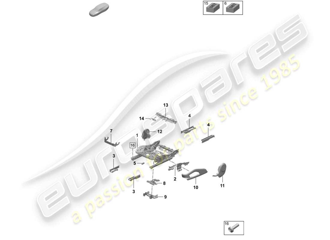 porsche 2025 (macan-e) sitzrahmen standardsitz teilediagramm
