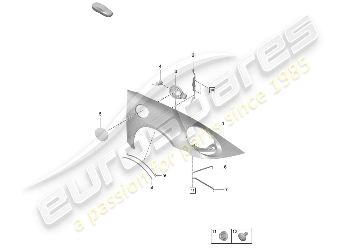 porsche 2022 (992-1 gt3/rs/st) wing-teilediagramm